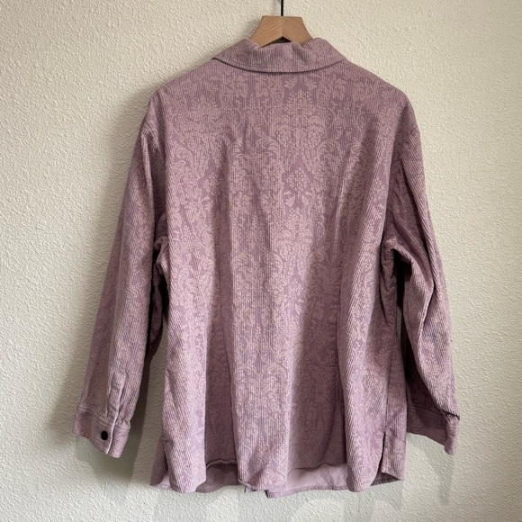 VTG J. Jill Womens XL Corduroy Floral Purple Shacket Gorpcore Pastel Boho - Picture 8 of 8